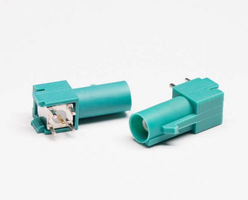 FAKRA射頻連接器E型綠色公針插座焊接PCB板穿孔式